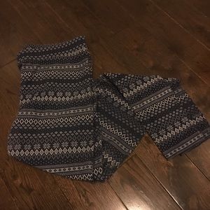 GAP fair isle leggings blue white worn once thin